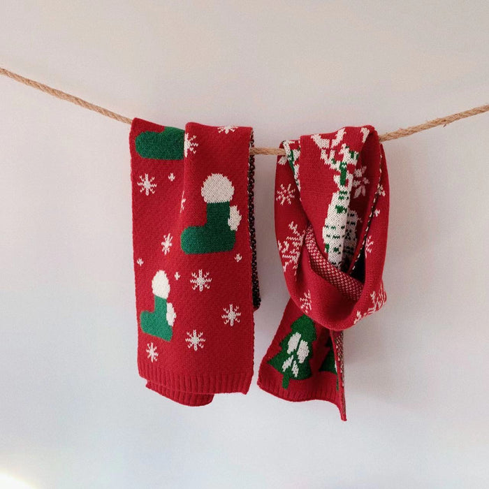 Christmas Style Children's Christmas Tree Deer Knitted Scarf