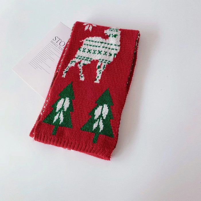 Christmas Style Children's Christmas Tree Deer Knitted Scarf