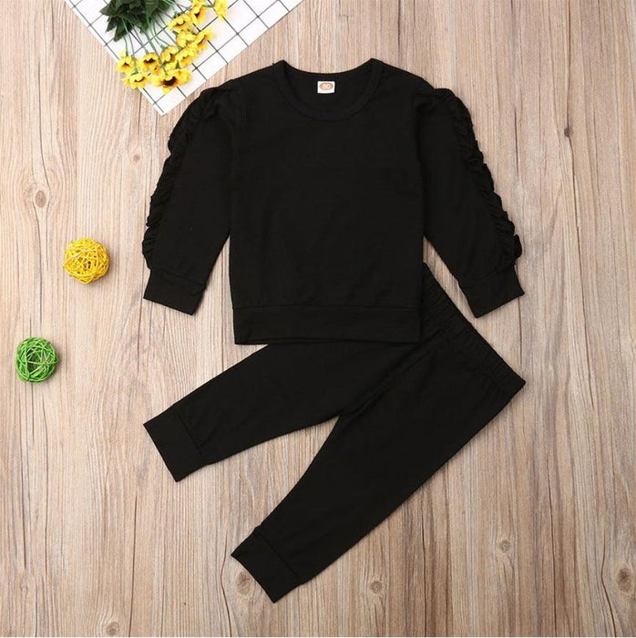 Newborn Baby Boys Girls Ruffles Jumper Solid Long Sleeve Sweatshirt & Pants 2Pcs Outfits Set – Fall Clothing - Smiling Sprouts