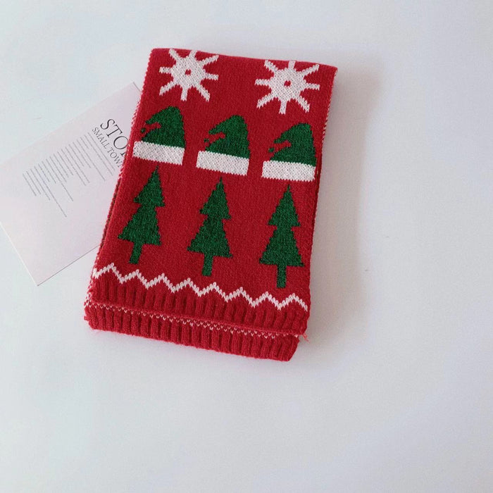 Christmas Style Children's Christmas Tree Deer Knitted Scarf