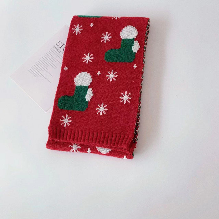 Christmas Style Children's Christmas Tree Deer Knitted Scarf