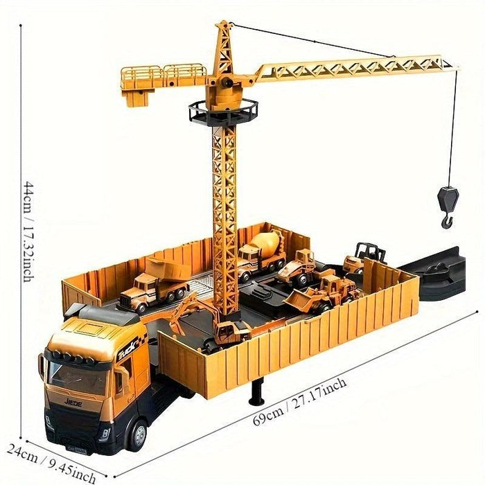 Alloy Container Engineering Vehicle Set – Catapult & Crane Toy Set for Kids - Smiling Sprouts